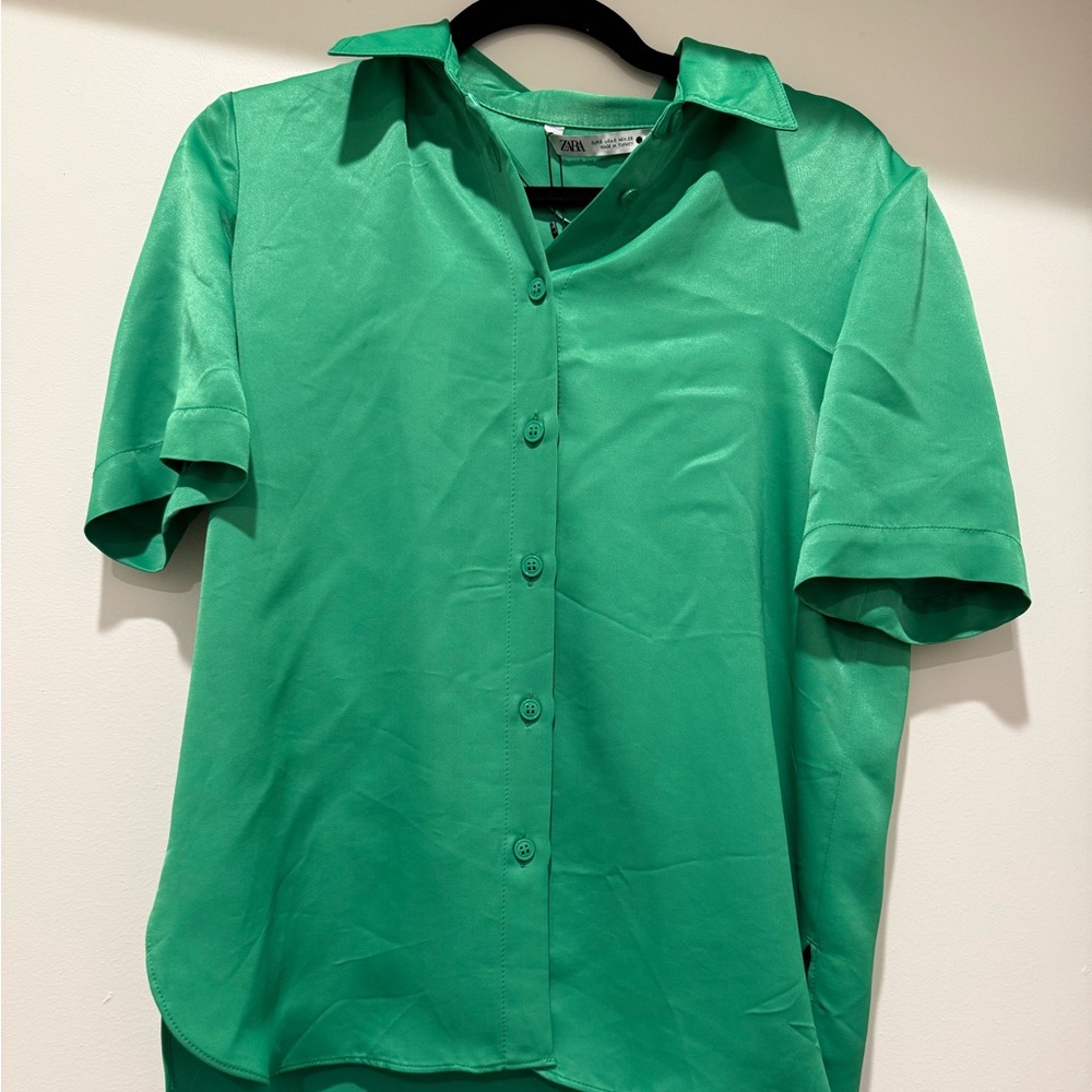 Zara Green Button Down Shirt